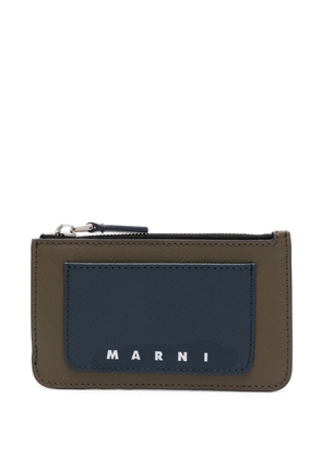 Marni logo-print leather cardholder - Blue