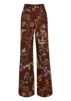 Rosie Assoulin Floral Garden Party high-rise linen trousers - Red