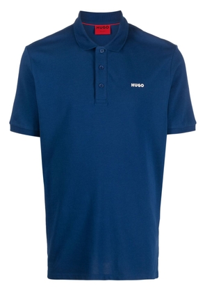 HUGO logo-print piqué-weave cotton polo shirt - Blue