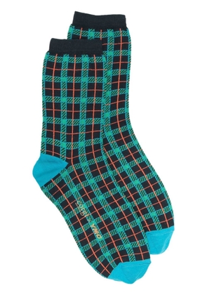 YMC check-print socks - Blue