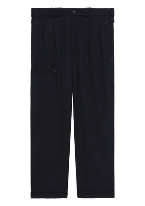 Y's pleated straight-leg wool trousers - Black