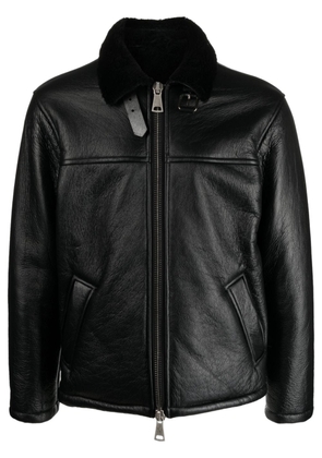 Giorgio Brato shearling-trim leather jacket - Black