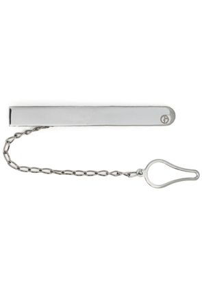 Giorgio Armani logo-engraved metallic tie bar - Silver