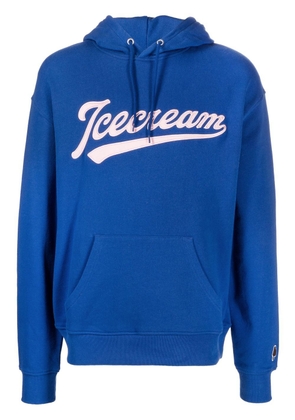 ICECREAM logo embroidery drawstring hoodie - Blue