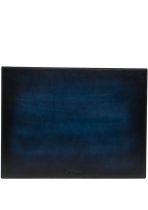S.T. Dupont embossed-logo leather desk pad - Blue