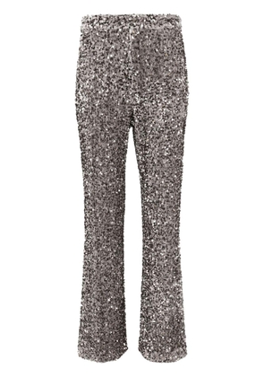 Badgley Mischka sequined straight-leg trousers - Silver