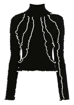 Sea contrast-trim ribbed-knit wool jumper - Black