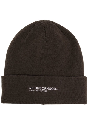 Neighborhood embroidered-logo ribbed beanie - Grey