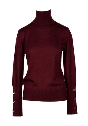 Bordeaux Silk & Cashmere Blend Women's Turtleneck Sweater