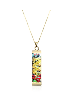 18K Gold Plated Sterling Silver Necklace w/5 cm Ceramic Charm