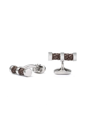 Valencia Brass and Woven Leather T Cufflinks