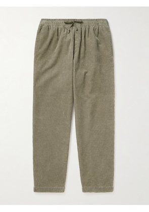 YMC - Alva Tapered Cotton and Linen-Blend Corduroy Drawstring Trousers - Men - Green - S