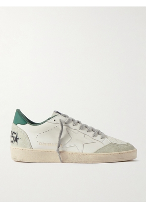 Golden Goose - Ball Star Distressed Suede-Trimmed Leather Sneakers - Men - Neutrals - EU 39