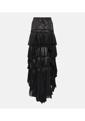 Norma Kamali Asymmetric ruffled mesh skirt