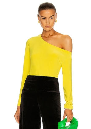 Norma Kamali Long Sleeve Drop Shoulder Top in Spring Green - Yellow. Size M (also in ).