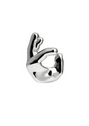 Coperni Emoji Single Stud Earring, Earring, Silver, Ok Emoji Design