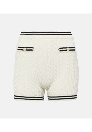 Alessandra Rich Striped cable-knit cotton shorts
