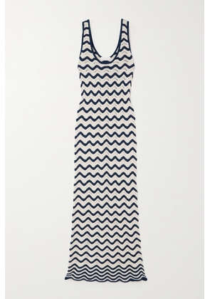 Zimmermann - Junie Striped Pointelle-knit Linen Maxi Dress - Blue - 00,0,1,2,3,4