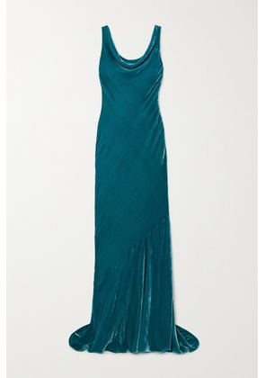Saloni - Asher Velvet Gown - Blue - UK 4,UK 6,UK 8,UK 10,UK 12,UK 14,UK 16