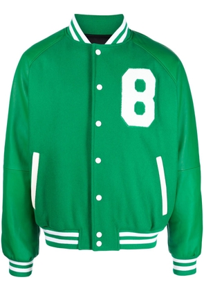 Bally embossed-logo leather bomber jacket - Green