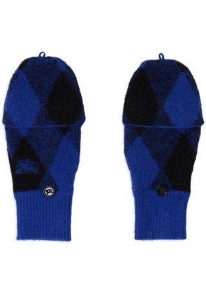 Burberry argyle-pattern wool mittens - Blue