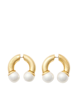 AMBUSH Barbell faux pearl-embellished earrings - Gold