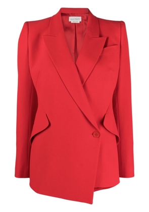 Alexander McQueen asymmetric crepe blazer - Red