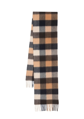 Barbour checked fringed wool scarf - Brown