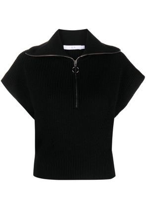 IRO spread-collar ribbed-knit wool jumper - Black