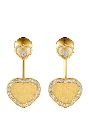 Chopard Yellow Gold And Diamond Happy Hearts Golden Hearts Earrings