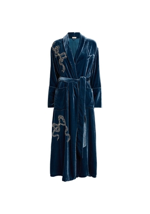 Olivia Von Halle Velvet-Silk Embellished Capability Robe