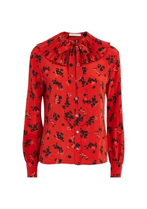 Alessandra Rich Silk Floral Pussybow Blouse
