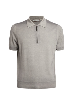 Canali Wool-Blend Half-Zip Polo Shirt
