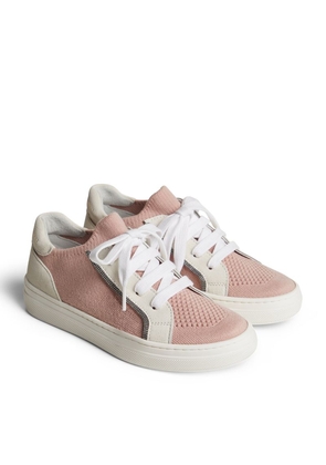 Brunello Cucinelli Kids Knitted Cotton And Suede Sneakers