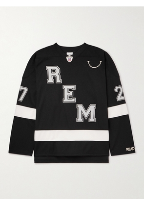 READYMADE - Logo-Embroidered Appliquéd Striped Piqué T-Shirt - Men - Black - 1