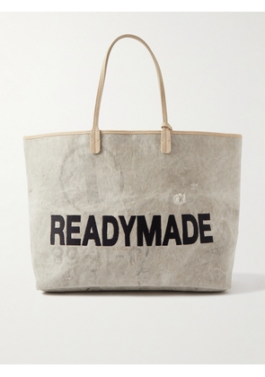 READYMADE - Dorothy Large Nubuck-Trimmed Logo-Embroidered Canvas Tote Bag - Men - Gray