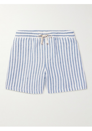 Loro Piana - Bermuda Bay Straight-Leg Striped Linen Drawstring Shorts - Men - Blue - XS