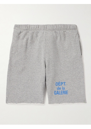 Gallery Dept. - Straight-Leg Logo-Print Frayed Cotton-Jersey Drawstring Shorts - Men - Gray - XS