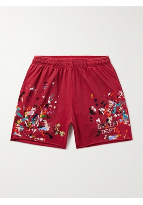 Gallery Dept. - Insomnia Straight-Leg Logo-Print Paint-Splattered Cotton-Jersey Shorts - Men - Red - S