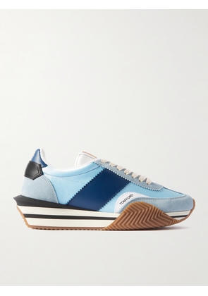 TOM FORD - James Rubber-Trimmed Leather, Suede and Nylon Sneakers - Men - Blue - UK 6