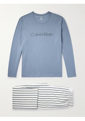 Calvin Klein Underwear - Logo-Embroidered Striped Cotton-Blend Pyjama Set - Men - Blue - S