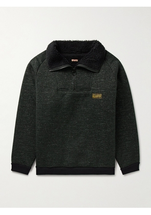 KAPITAL - Alpine Logo-Appliquéd Fleece-Lined Knitted Half-Zip Sweatshirt - Men - Black - 2