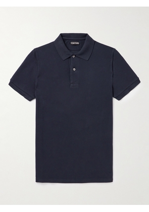 TOM FORD - Garment-Dyed Cotton-Piqué Polo Shirt - Men - Blue - IT 44