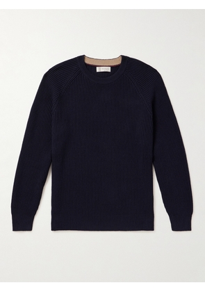 Brunello Cucinelli - Ribbed Cotton Sweater - Men - Blue - IT 46