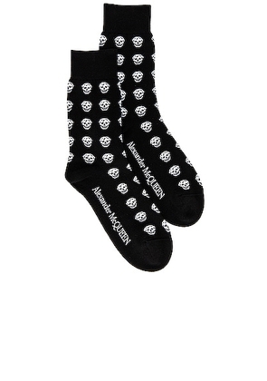 Alexander McQueen Short Skull Socks in Black & Ivory - Black. Size M (also in ).