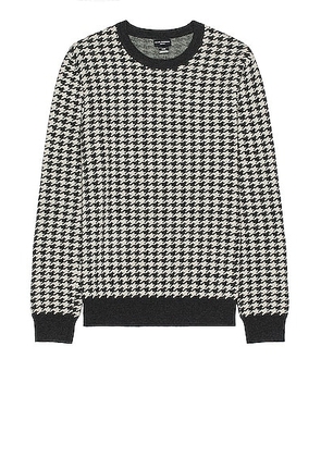 Club Monaco Wool Houndstooth Crew in Charcoal - Charcoal. Size L (also in M).