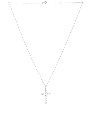 Greg Yuna Diamond Bezel Cross Necklace in Silver - Metallic Silver. Size all.