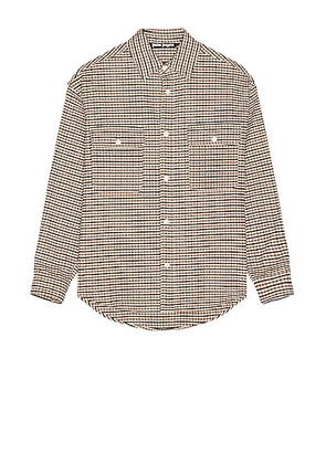 Palm Angels Micro Check Overshirt in Brown Black - Brown. Size 46 (also in 48, 50, 52).