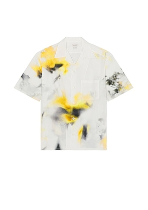 Alexander McQueen Printed Hawaiian Shirt in White & Yellow - White. Size 15.5 (also in 16, 16.5, 17).