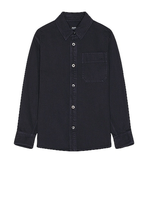 A.P.C. Surchemise Basile Brodee Poitrine in Navy - Blue. Size S (also in XL/1X).